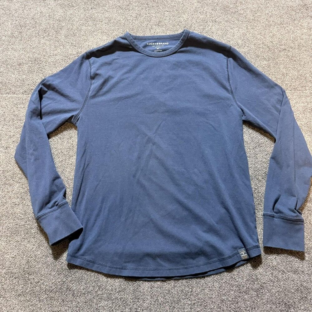 Lucky Brand Shirt Mens Medium Blue Long Sleeve Crewneck Tagless Tee Casual